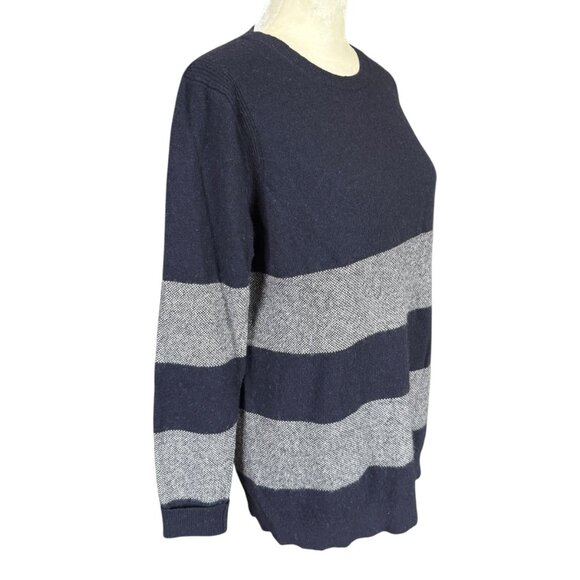 Banana Republic blue and gray wide striped long sleeve pullover sweater size M - Picture 2 of 7